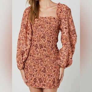 Floral Smocked Dress in Peach